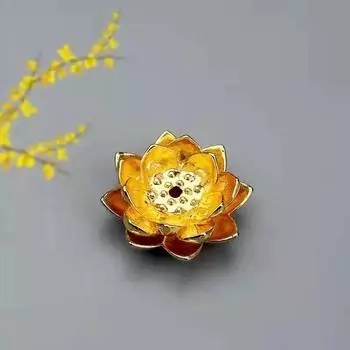 1 шт. Мини-держатель для благовоний в форме золотого лотоса, сандаловое дерево, кадило для благовоний, металлическое украшение для дома (Без благовоний)