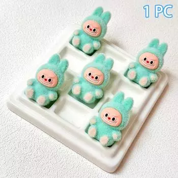 1 шт. Мини Флокированная Изысканная Милая Кукла Мультфильм Лабубу Орнамент Бусина Ручка Сделай Сам Подвеска Аксессуары Украшения Kawaii Игрушки Подарок синий