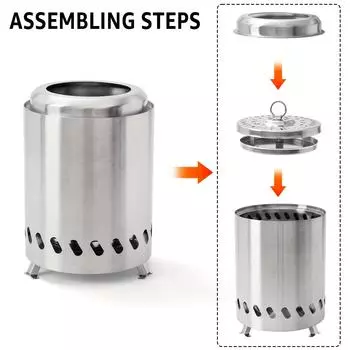 1 шт. Мини-кострище для стола, небольшое настольное кострище для сморсов, настольное кострище для использования в помещении и на открытом воздухе с сумкой для переноски, работающее на пеллетах или дровах 19.81cmH13.97cmD