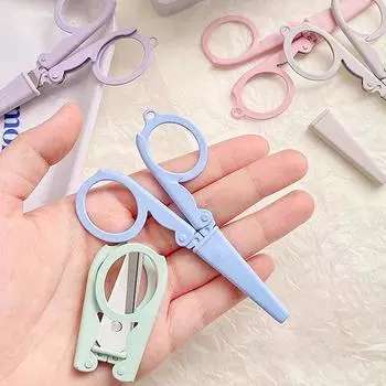 1 шт. мини красочные складные ножницы для путешествий портативный дизайн резак из нержавеющей стали для рукоделия, работы с бумагой, школьные канцелярские принадлежности синий