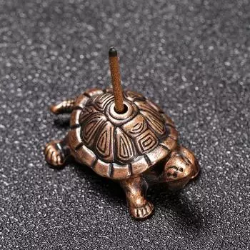 1 шт. Мини металлическая палочка для благовоний в форме черепахи для медитации, держатель для палочки из сандалового дерева, забавные держатели для благовоний в виде животных, домашний декор медный