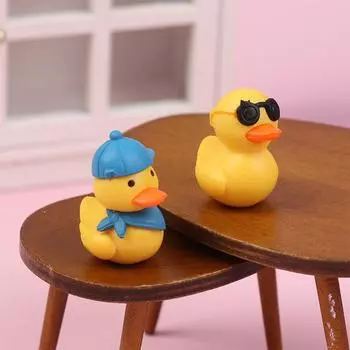 1 шт. Мини-мультяшная шляпа, очки, маленькая желтая утка, украшения, украшения, поделки, домашний сад, микроландшафтные аксессуары, декор Glasses Duck