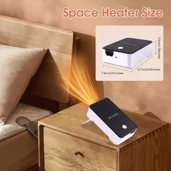 1 шт. Мини-обогреватель, портативный электрический воздухонагреватель с одним сенсорным переключателем, вилка 110 В, низкое энергопотребление, защита от перегрева чёрный