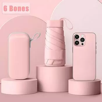 1 шт. мини плоский шесть складной солнцезащитный козырек солнцезащитный крем УФ-зонт компактный портативный капсульный зонтик Unbrella зонтик от солнца