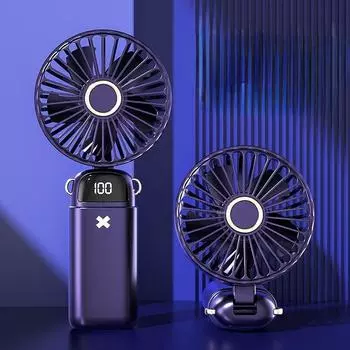 1 шт. мини-портативный вентилятор с умным светодиодным цифровым дисплеем, 5 скоростей, регулируемый перезаряжаемый ручной вентилятор, мини-вентилятор бежевый