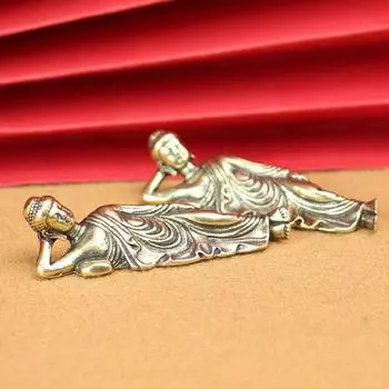 1 шт. Мини Ретро Золотая Статуя Лежащего Будды Амитабхи Скульптуры Статуэтки Медные Статуэтки Украшения Дома