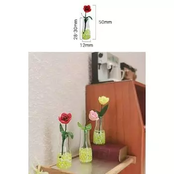 1 шт. Мини-роза, лилия, ваза для цветов, модель с маленьким цветком, кукольный домик, мебель, сцена, кукольный домик, аксессуары, цветочные украшения