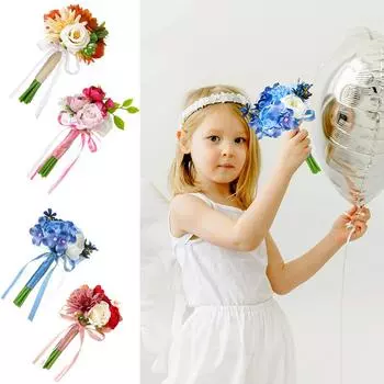 1 шт. Мини ручной цветок свадебный искусственный цветок передовые ощущения ручной работы букет новый узор маленький букет кольцо держатель вино красного