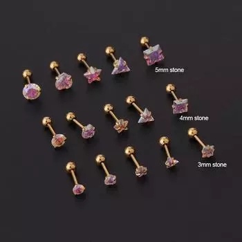 1 шт., мини-серьги-гвоздики с цирконием AB для женщин, 2021 трендовые ювелирные изделия, манжеты для ушей, пирсинг сердца, треугольные циркониевые серьги