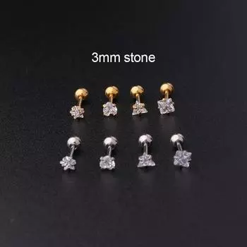 1 шт., мини-серьги-гвоздики в форме сердца, треугольные цирконы для женщин, 2021, модные ювелирные изделия, серьги-гвоздики из нержавеющей стали для подростков, манжеты для ушей