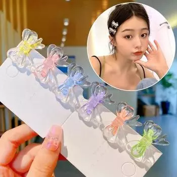 1 шт., мини-шпилька с бантом, акриловые аксессуары для волос, милые прозрачные заколки для волос для женщин