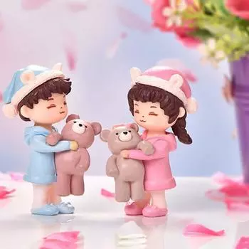 1 шт. Мини-смайл, одежда, пижама, подарок на День святого Валентина, держащий медведя, украшение для торта, парная фигурка, поделки, микроминиатюры