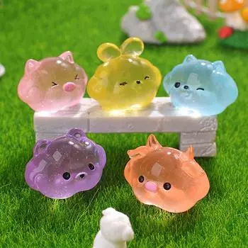 1 шт. Мини светящиеся милые животные микро украшения миниатюрные животные горшечные украшения домашние микро ландшафтные аксессуары