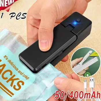 1 шт. мини-упаковщик 2 в 1 перезаряжаемая портативная сумка удобные переносные машины для запечатывания пищевых пакетов для пластиковых закусок ПВХ-пакеты кампания для пикника на открытом воздухе чёрный