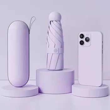 1 шт. Мини-зонт с защитой от УФ-излучения для солнечных и дождливых дней, портативный с УФ-покрытием и 6 усиленными спицами розовый