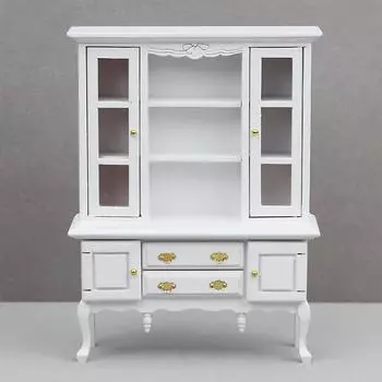 1 шт. Миниатюрная деревянная книжная полка, мини-шкаф, мебель для спальни, комплекты для дома и жизни для 1 человека:12 кукольных игрушек в подарок белый