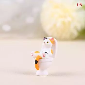 1 шт., миниатюрная фигурка кошки из серии «Туалет», милая долговечная статуэтка кошки, красивая для украшения офиса, мини-кукольного домика