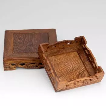 1 шт. Миниатюрная подставка, многоцелевая квадратная ретро-стойка из цельного дерева, ручная работа, подставка для растений бонсай, полка для куриных крылышек из дерева 8*8*3.8cm