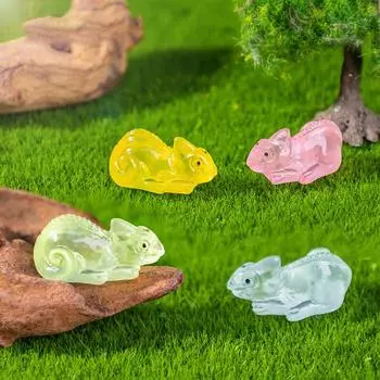 1 шт. Миниатюрная ящерица, светящееся украшение, поделки, миниатюрные фигурки, маленькая ящерица, микропейзаж, украшение для дома, аксессуары, подарки жёлтый