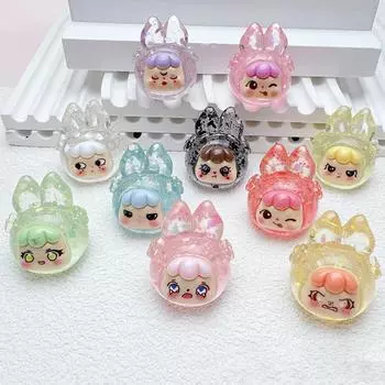 1 шт., миниатюрная статуэтка Kawaii, милая мини-3D-кукла-кролик со сверкающим порошком, украшение в виде микроландшафта, аксессуары для самостоятельного изготовления, подарки