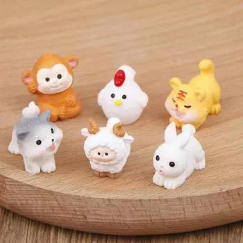 1 шт. Миниатюрные 12 статуэток кукол из смолы со знаком зодиака, реалистичные животные для украшения микропейзажа, аксессуары для самостоятельного изготовления A7