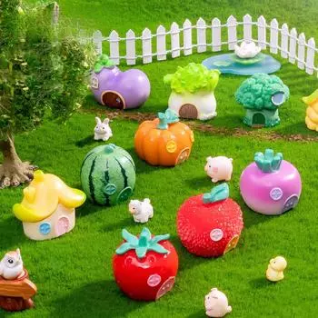 1 шт., миниатюрные фигурки фруктового домика из мультфильма, мини-фигурки «сделай сам», сказочный сад, украшение для кукольного домика, террариум с мхом, микропейзаж 3x4cm зелёный
