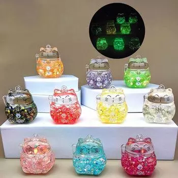 1 шт. Миниатюрные фигурки кота из мультфильма из смолы, 3D светящиеся маленькие украшения, микропейзаж, сделай сам, кукольный домик, садовое украшение, ремесло белый