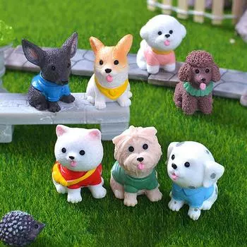 1 шт. Миниатюрные фигурки собак, миниатюрные террариумные поделки, реалистичные животные, собаки для самостоятельного изготовления микроландшафтных садовых принадлежностей для фей