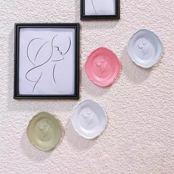 1 шт. Миниатюрные кукольные тарелки со стереоскопическим узором в виде тюльпана, имитация обеденной тарелки, аксессуары для кукольного домика, игрушки для ролевых игр зелёный