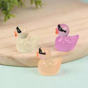 1 шт. Миниатюрные светящиеся смоляные утки, миниатюрные украшения, крошечные утки для сада, кукольного домика, аксессуары для уток жёлтый