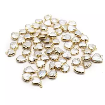 1 шт. Миниатюрный белый искусственный жемчуг барокко кулон в форме сердца, элегантные золотые обернутые края подвески для самостоятельного изготовления женского ожерелья брелок подвесной декор аксессуары 1Pc/1.41.2cm белый