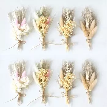 1 шт. Миниатюрный букет из натуральных сухих цветов, бутоньерки для жениха, бутоньерки для подружек невесты, брошь для корсажа, рождественский свадебный декор