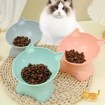 1 шт. миска для домашних животных в скандинавском стиле с кросс-бордером, защищающая шею и позвоночник, на коленях, высокая, пластиковая, бинауральная, для кошек и собак, волна зелёный