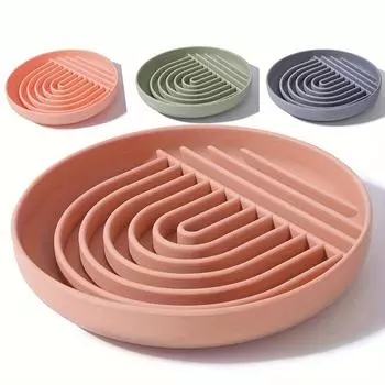 1 шт. миска для медленного кормления собак без удушья - прочная силиконовая пластина для лизания с развивающим дизайном-головоломкой - миска для закусок с защитой от опрокидывания