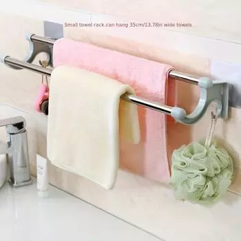 1 шт., многофункциональная бесследная вешалка для полотенец с двойным стержнем-нержавеющая сталь и пластик, стеллаж для хранения в ванной комнате розовый