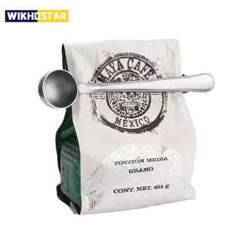 1 шт. Многофункциональная ложка для кофе из нержавеющей стали с зажимом, мерная ложка для кофе и чая, мерная ложка для молотого кофе на 1 чашку