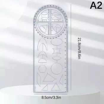 1 шт. многофункциональная подвижная на 360 ° геометрическая линейка для рисования для учащихся начальной школы, математика, портативная прозрачная 3D плоская