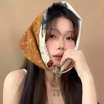 1 шт. Многофункциональная универсальная шаль, нежный аксессуар для волос, двухсторонний цветочный платок в стиле ретро