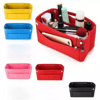 1 шт. Многофункциональная женская фетровая вставная сумка с несколькими карманами для макияжа, косметички, дорожный внутренний кошелек, портативная сумка, органайзер для хранения красный