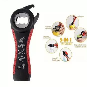 1 шт. многофункциональный 5-в-1 открывалка для пивных бутылок кухонный противоскользящий пивной колпачок вращающийся открывалка для бутылок кухонный инструмент