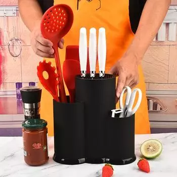 1 шт., многофункциональный блок для ножей, полипропиленовая полка для столовых приборов, ящик для хранения столовых приборов, держатель для ножей, подставка для посуды чёрный
