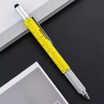 1 шт. Многофункциональный инструмент ручка шесть в одном шкала градиент отвертка шариковая ручка школьные канцелярские принадлежности офисные принадлежности жёлтый