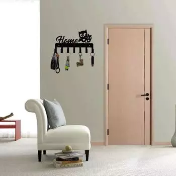 1 шт. Многофункциональный металлический стальной держатель для ключей в виде совы, крючок для железных изделий, настенный, настенный держатель для ключей M чёрный