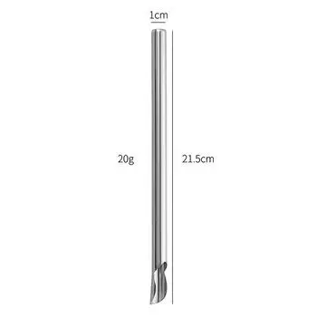 1 шт. Многоразовая нержавеющая ложка-соломинка Долговечность Питьевая соломинка Нержавеющая сталь Ложка для перемешивания Бар Креативная цветная соломинка серебряный