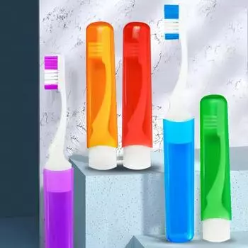 1 шт. многоразовая портативная складная зубная щетка с коробкой для хранения мини красочные экономят место в ванной комнате дорожные принадлежности держатели для зубной пасты красный