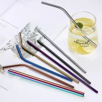 1 шт. многоразовые соломинки для питья из нержавеющей стали 304, набор металлических соломинок с чистящей щеткой, экологически чистые соломинки для детей, молочный коктейль