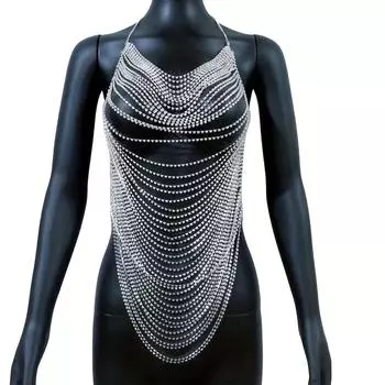 1 шт., многослойная цепочка, укороченный топ, цепочка для тела со льдом, блестящие стразы, украшения для тела, украшения для вечеринки, сувениры