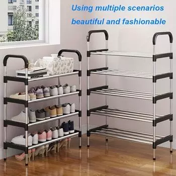 1 шт. Многослойная полка для обуви, простая сборка, бытовой современный простой дверной шкаф для обуви, экономичная полка для пыли у входа в общежитие 3-layer Shoe Rack