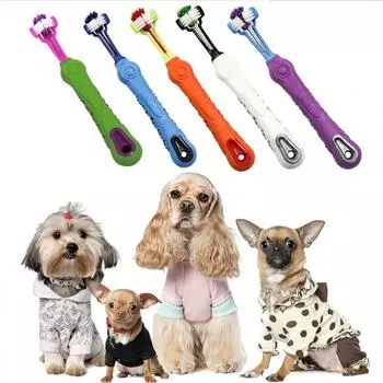 1 шт. многоугольная зубная щетка для чистки домашних животных, добавление собаки, неприятный запах изо рта, уход за зубами, чистящие средства для собак зелёный