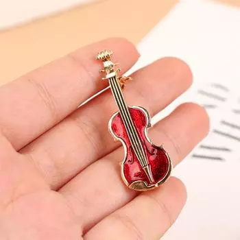 1 шт. Мода Элегантный Красный Скрипка Значки Броши Леди Инструменты Брошь Ювелирные изделия 5.1*1.7cm